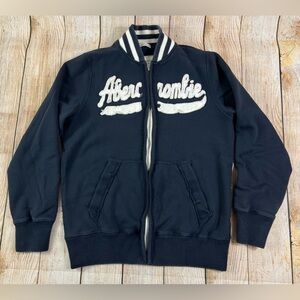 Mens Abercrombie And Fitch Varsity Full Zip Jacket Blue Muscle Fit Small